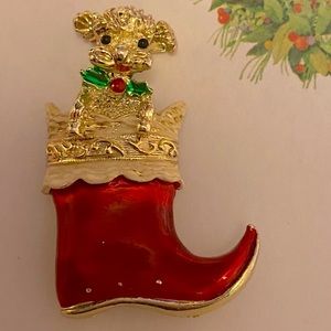Vintage Peekaboo Puppy In Christmas Stocking Holiday Gold Enamel Pin by …
